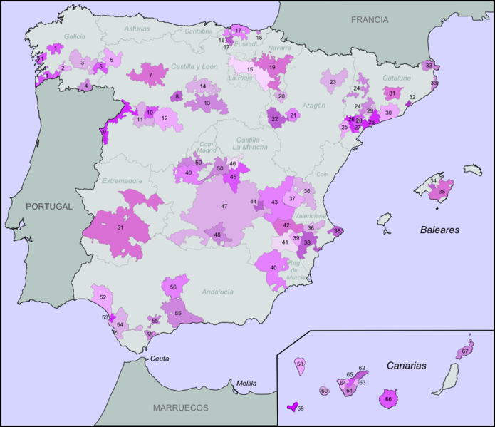 карта винодельческих регионов испании